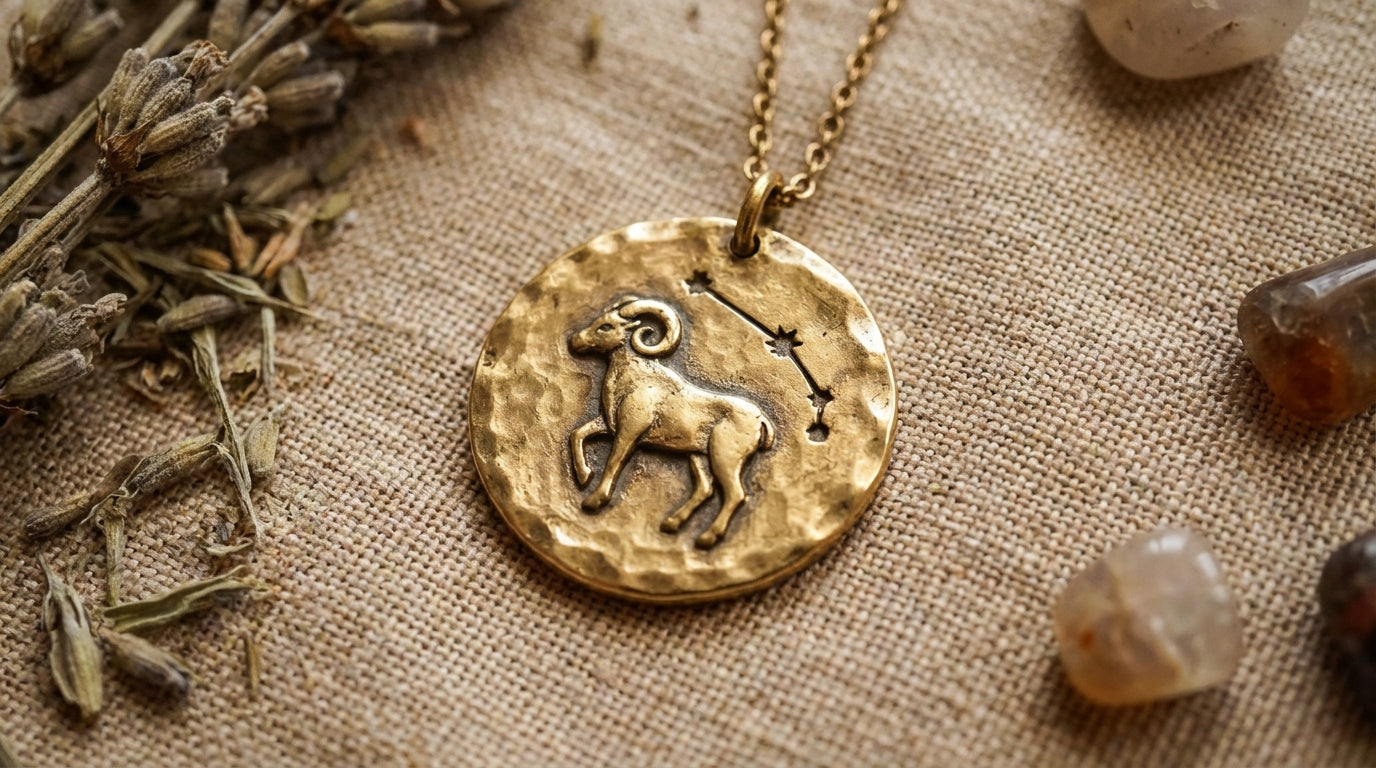 Aries Zodiac Disc Necklace