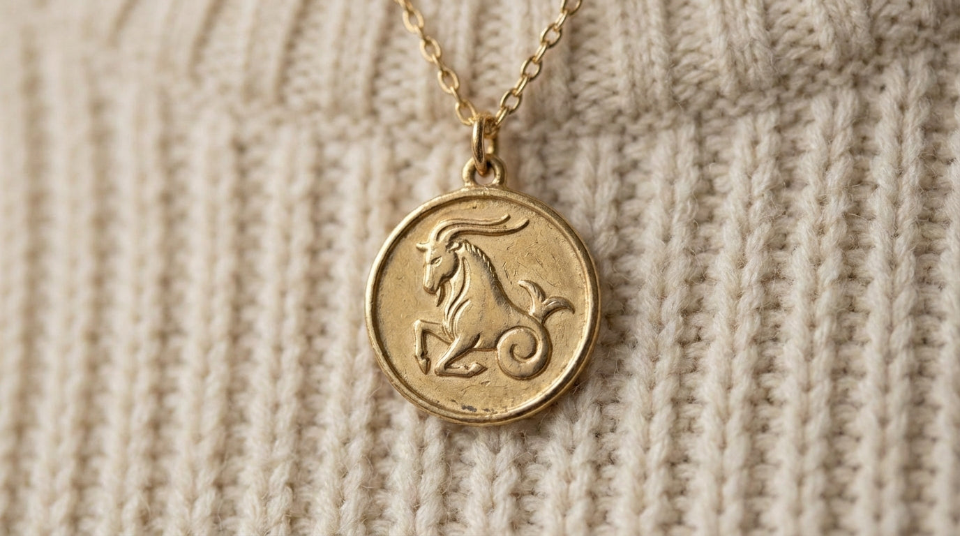 Capricorn Zodiac Disc Necklace