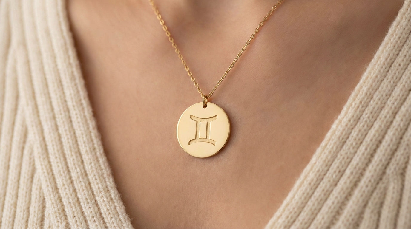 Gemini Zodiac Disc Necklace