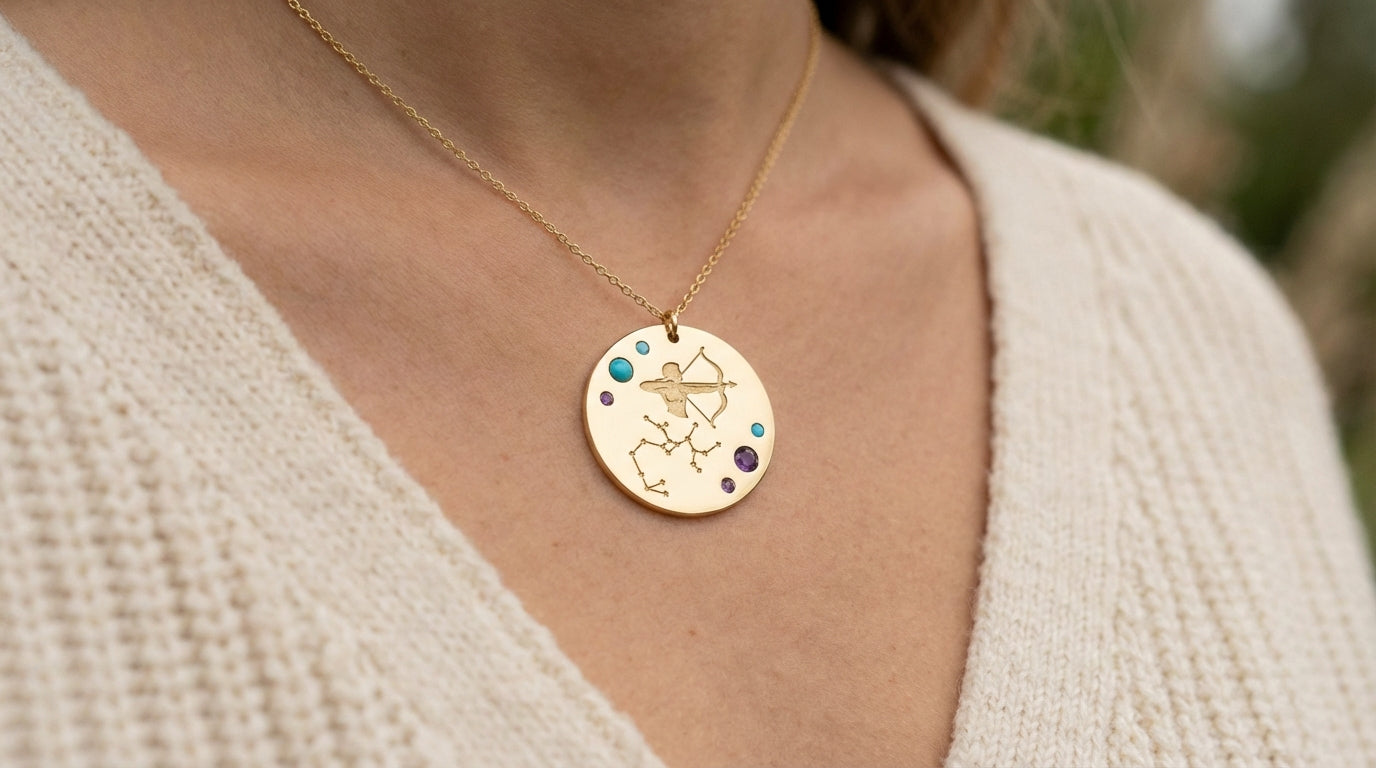 Sagittarius Zodiac Disc Necklace