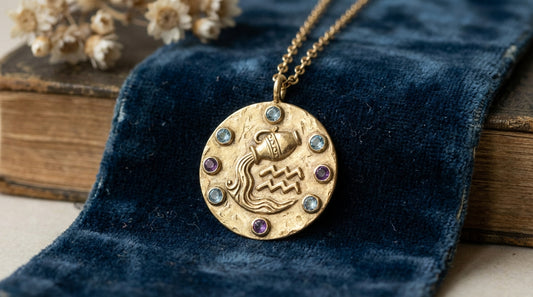 Aquarius Zodiac Disc Necklace