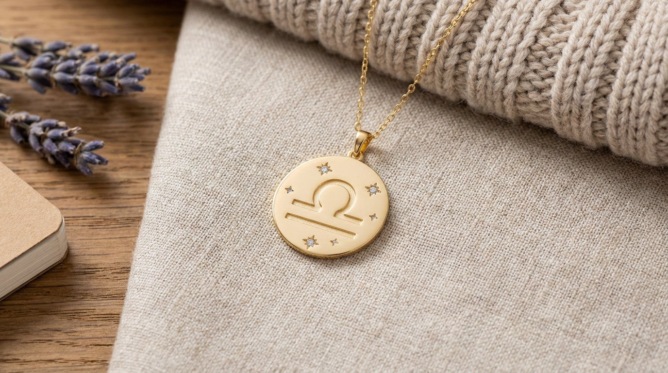 Libra Zodiac Disc Necklace