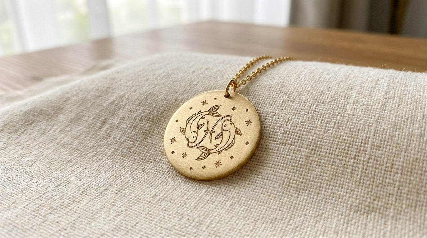 Pisces Zodiac Disc Necklace