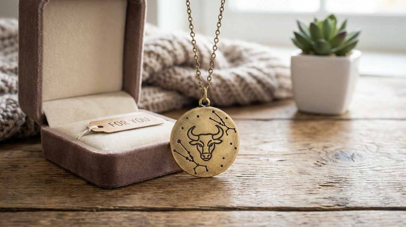 Taurus Zodiac Disc Necklace